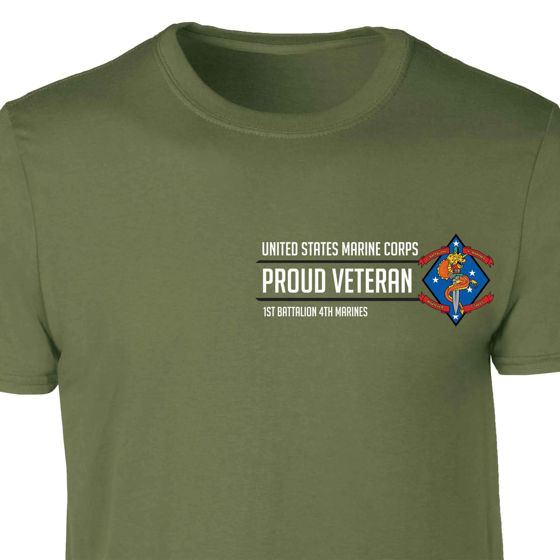 1st Battalion 4th Marines Proud Veteran Patch Graphic T-shirt