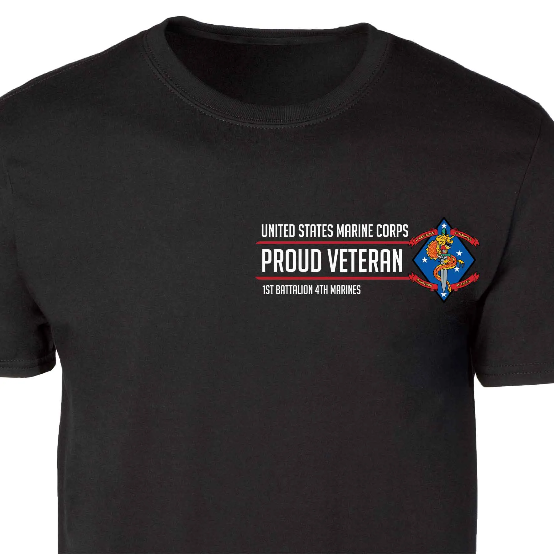 1st Battalion 4th Marines Proud Veteran Patch Graphic T-shirt