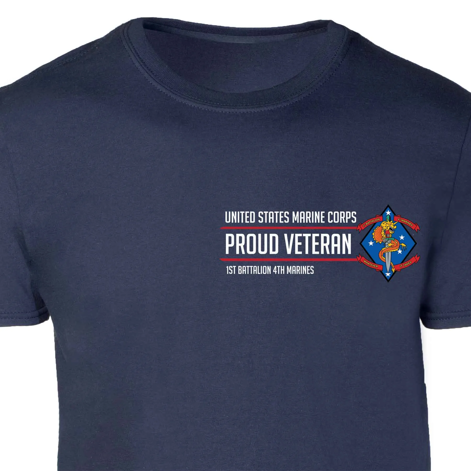 1st Battalion 4th Marines Proud Veteran Patch Graphic T-shirt