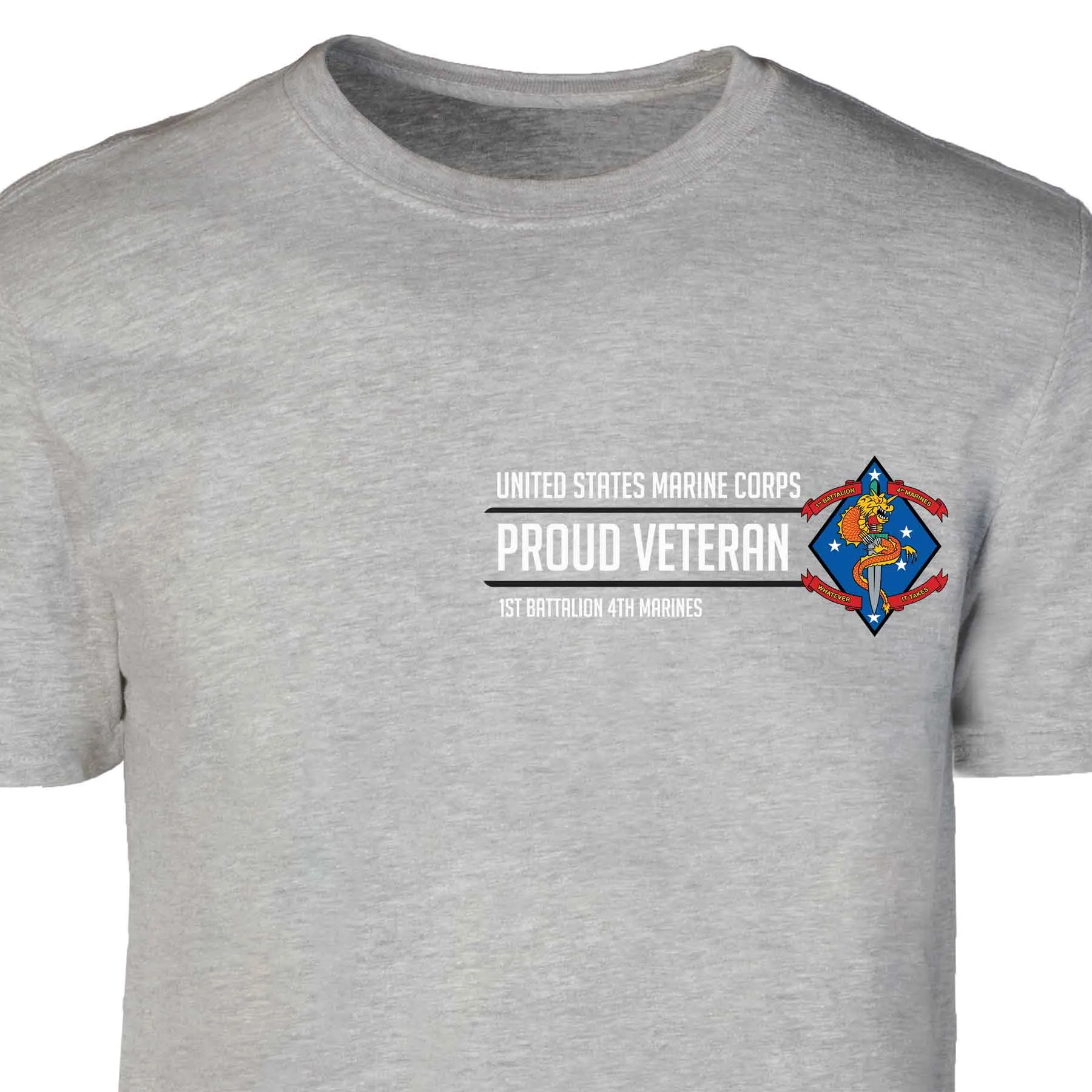 1st Battalion 4th Marines Proud Veteran Patch Graphic T-shirt