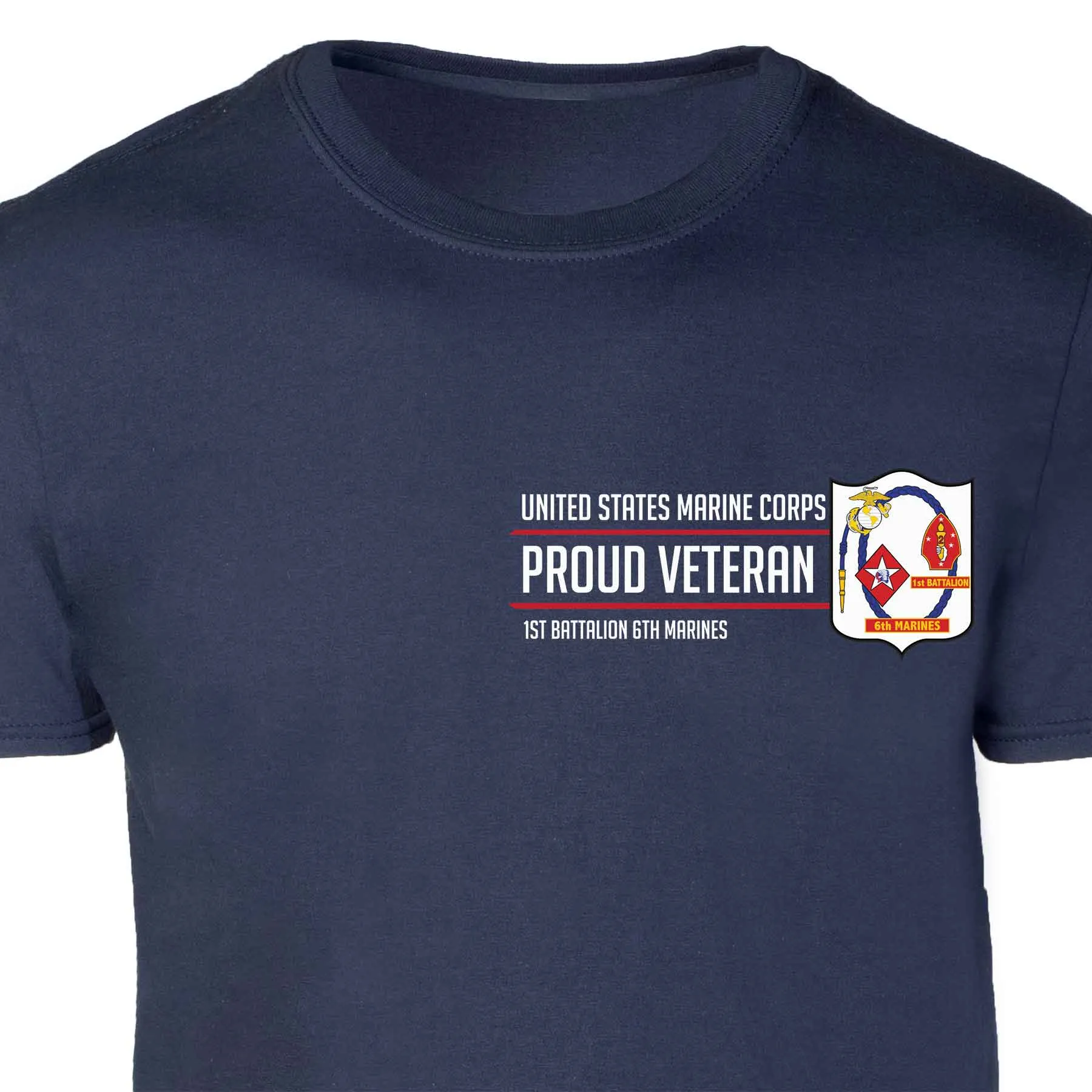 1st Battalion 6th Marines Proud Veteran Patch Graphic T-shirt