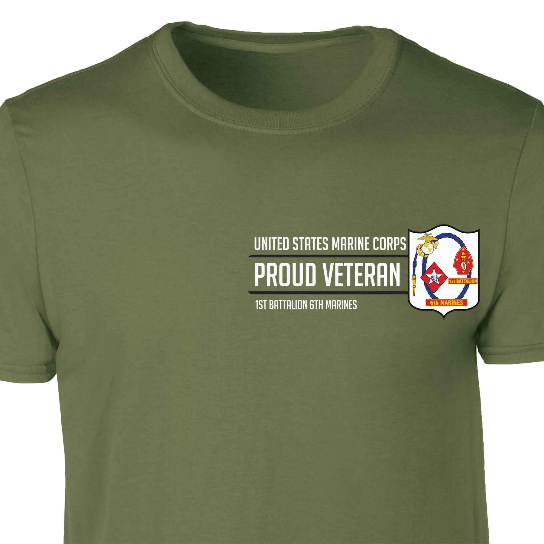 1st Battalion 6th Marines Proud Veteran Patch Graphic T-shirt