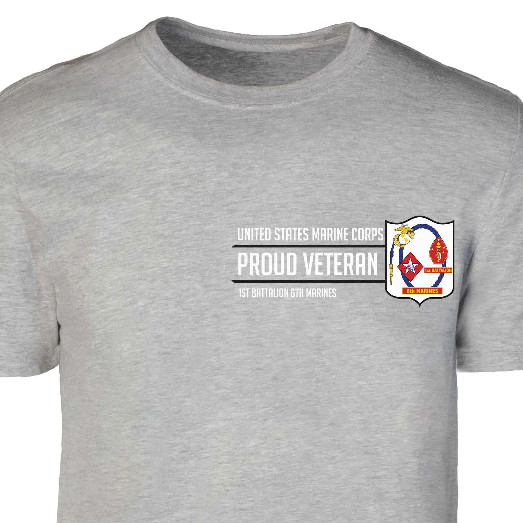 1st Battalion 6th Marines Proud Veteran Patch Graphic T-shirt