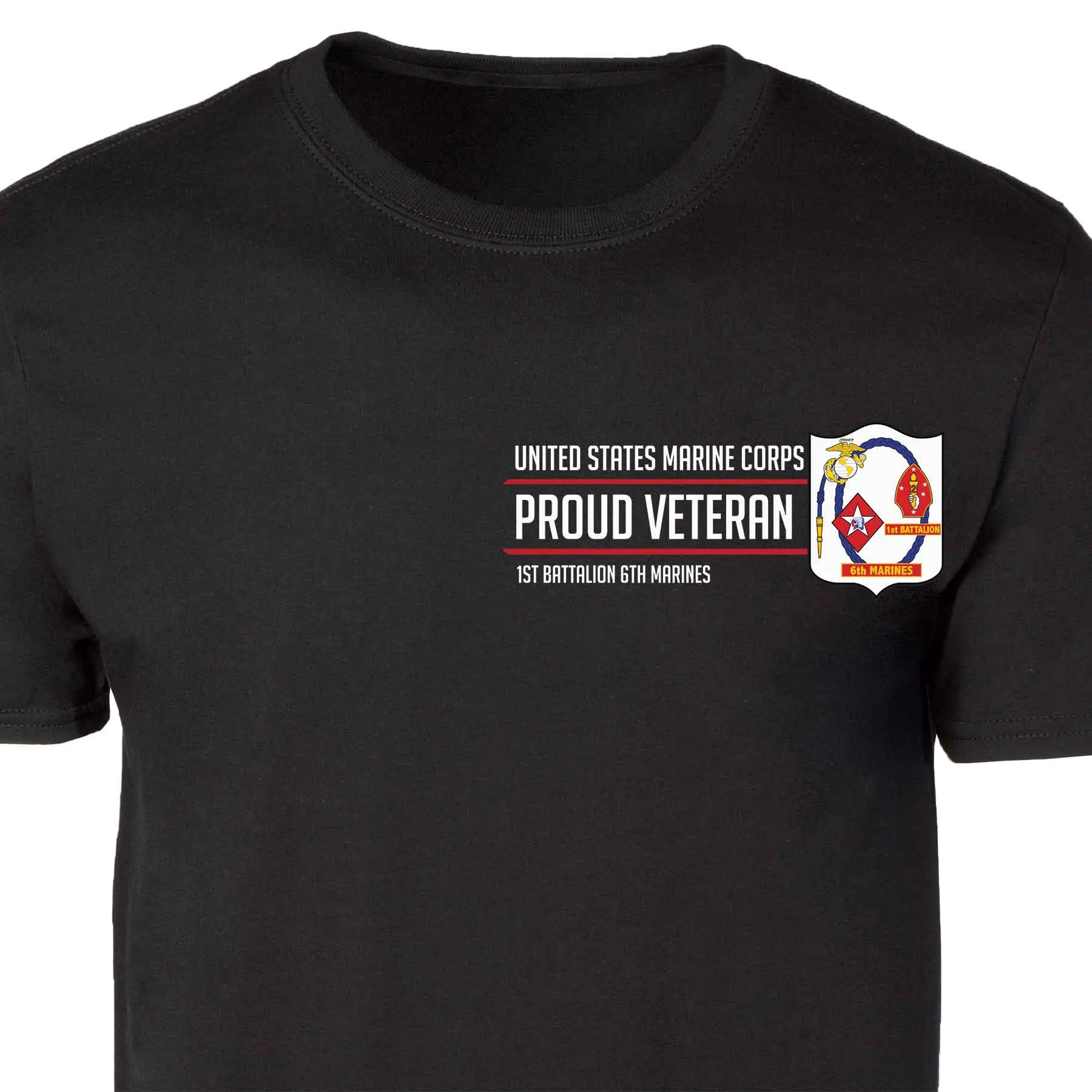 1st Battalion 6th Marines Proud Veteran Patch Graphic T-shirt