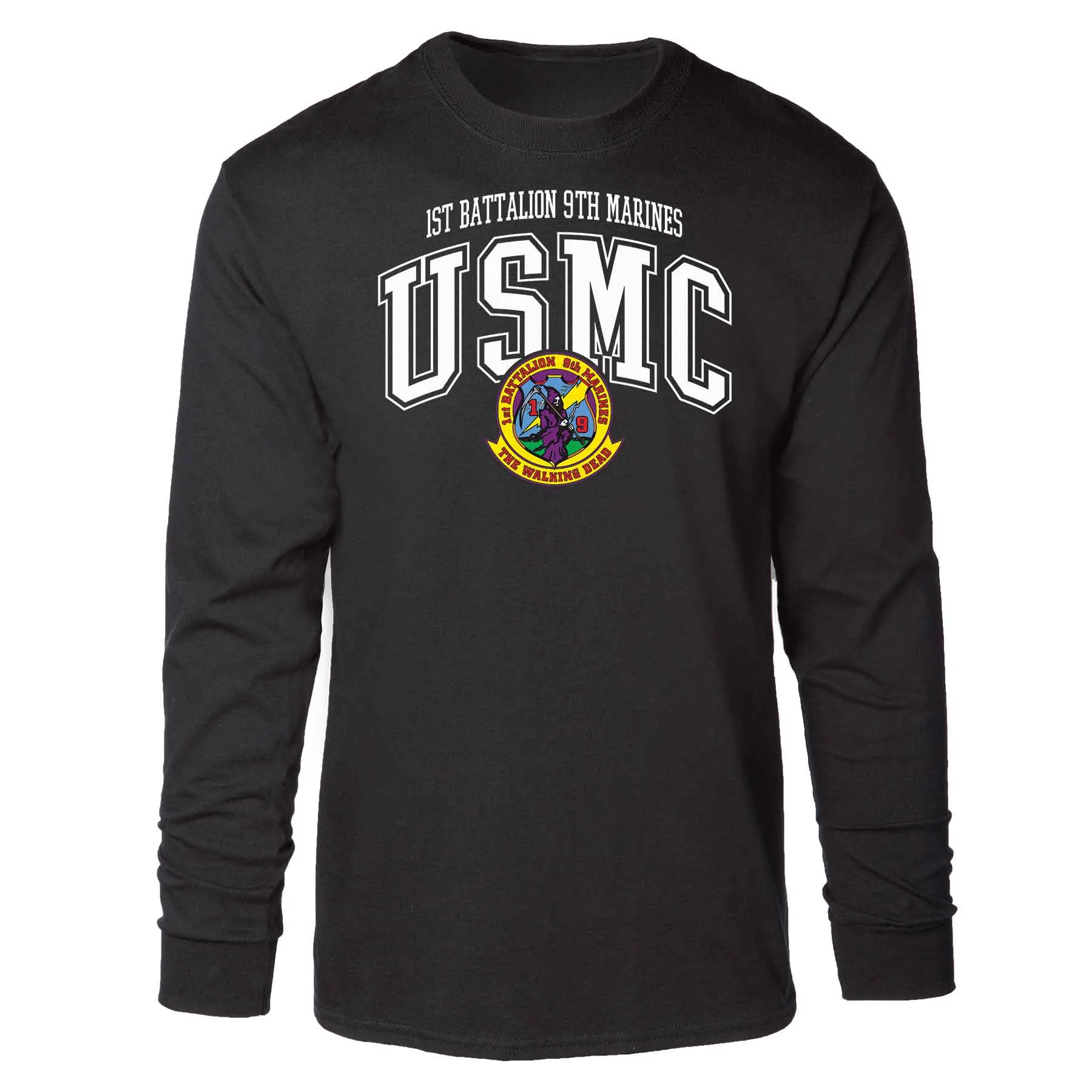 1st Battalion 9th Marines Arched Long Sleeve T-shirt