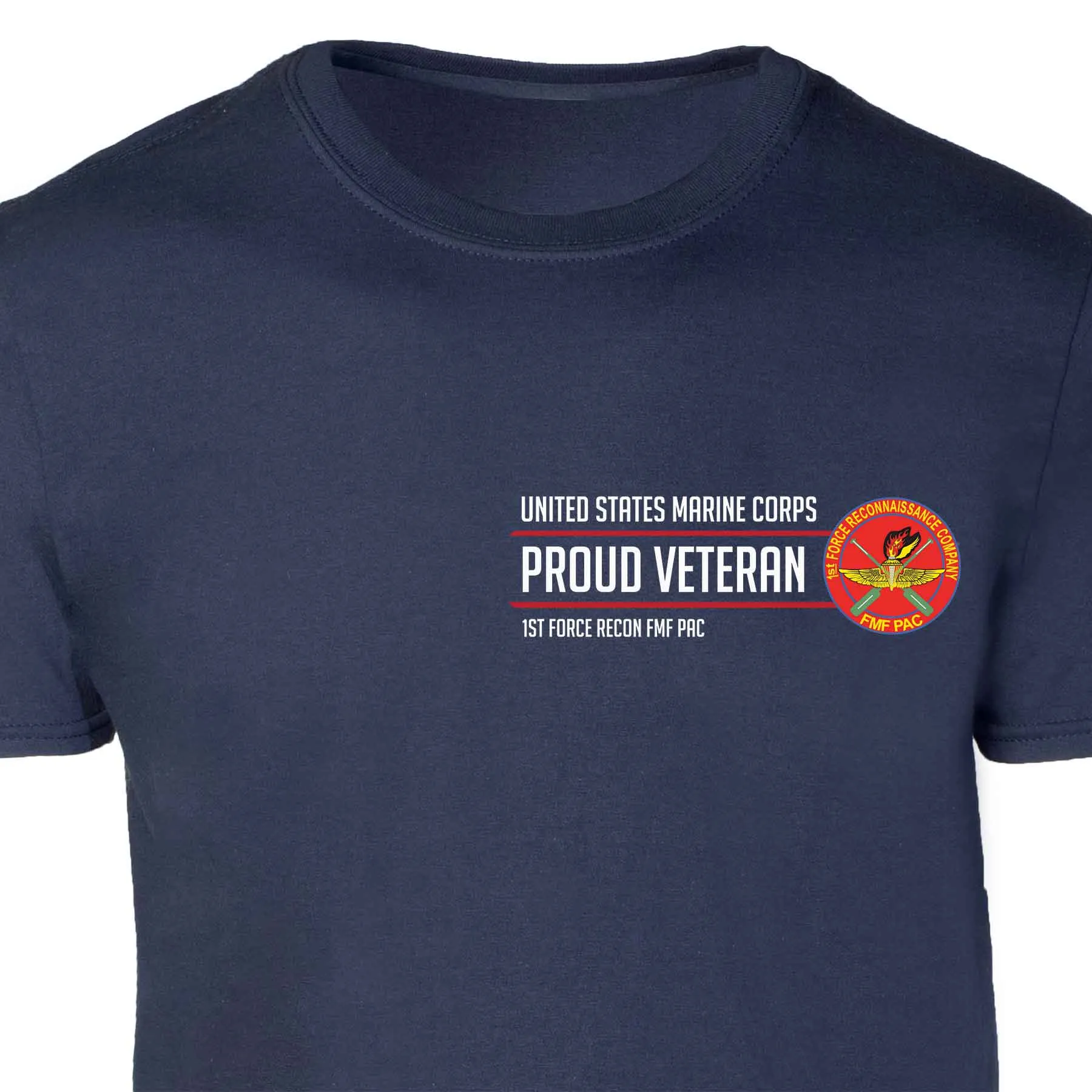 1st Force Recon FMF PAC Proud Veteran Patch Graphic T-shirt