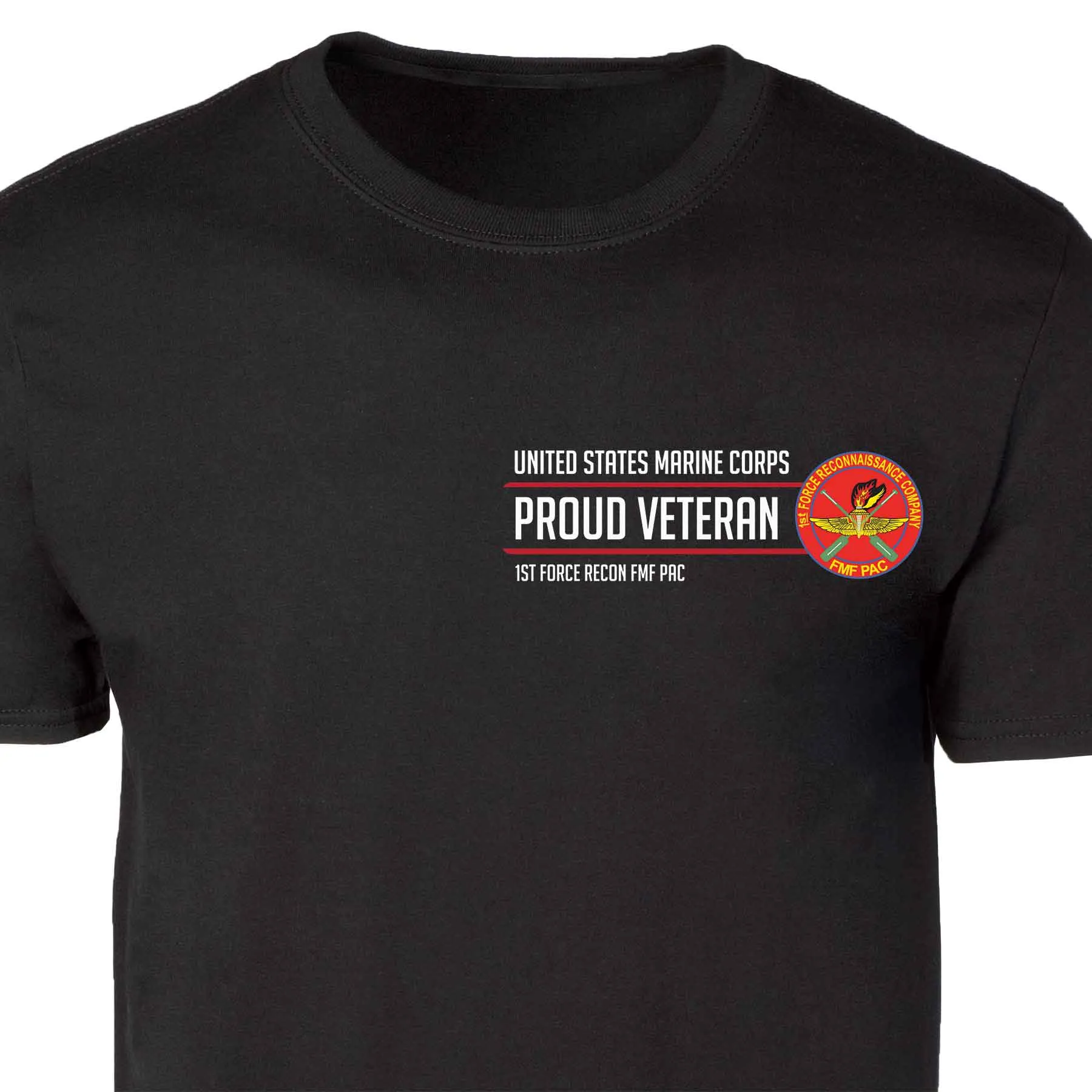 1st Force Recon FMF PAC Proud Veteran Patch Graphic T-shirt