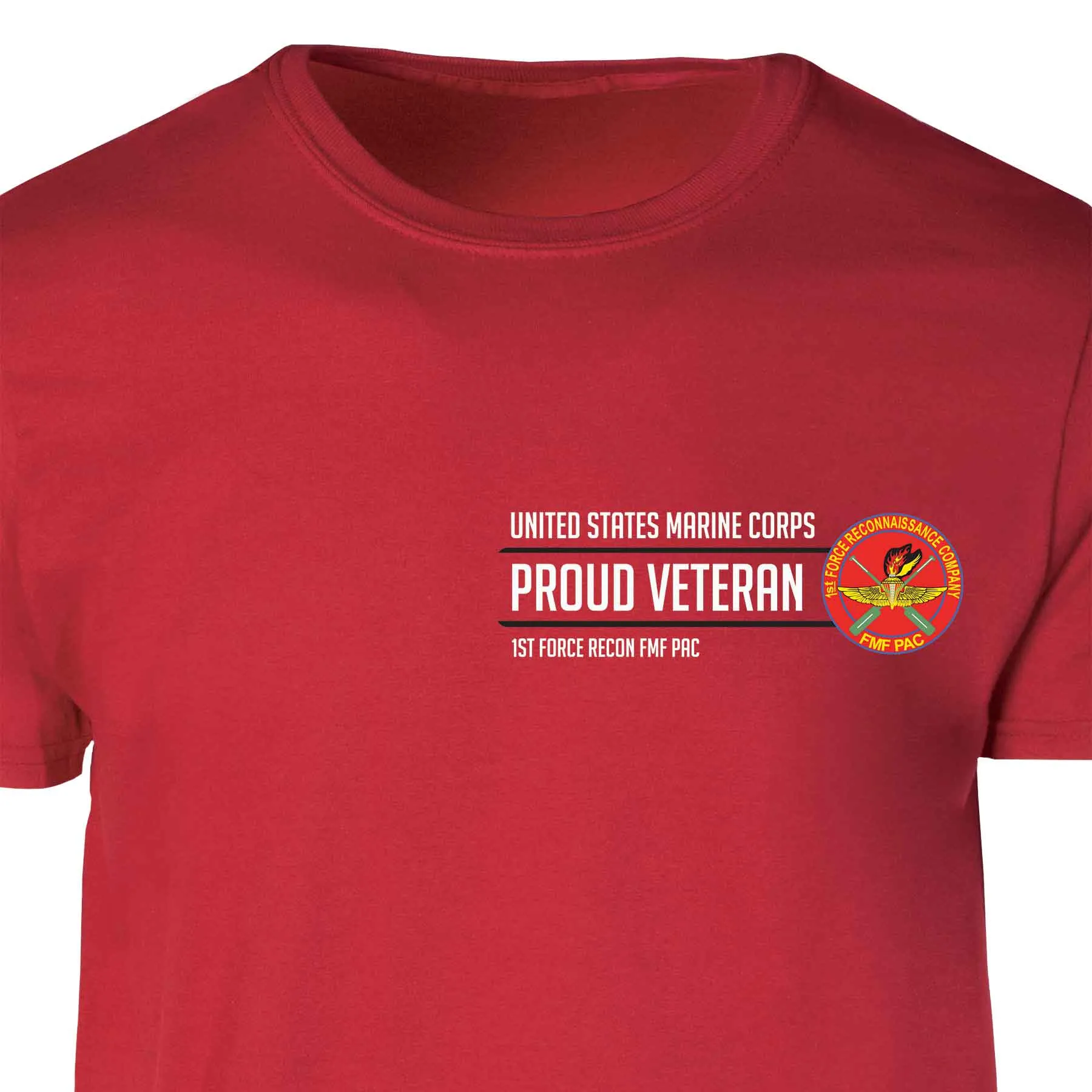 1st Force Recon FMF PAC Proud Veteran Patch Graphic T-shirt