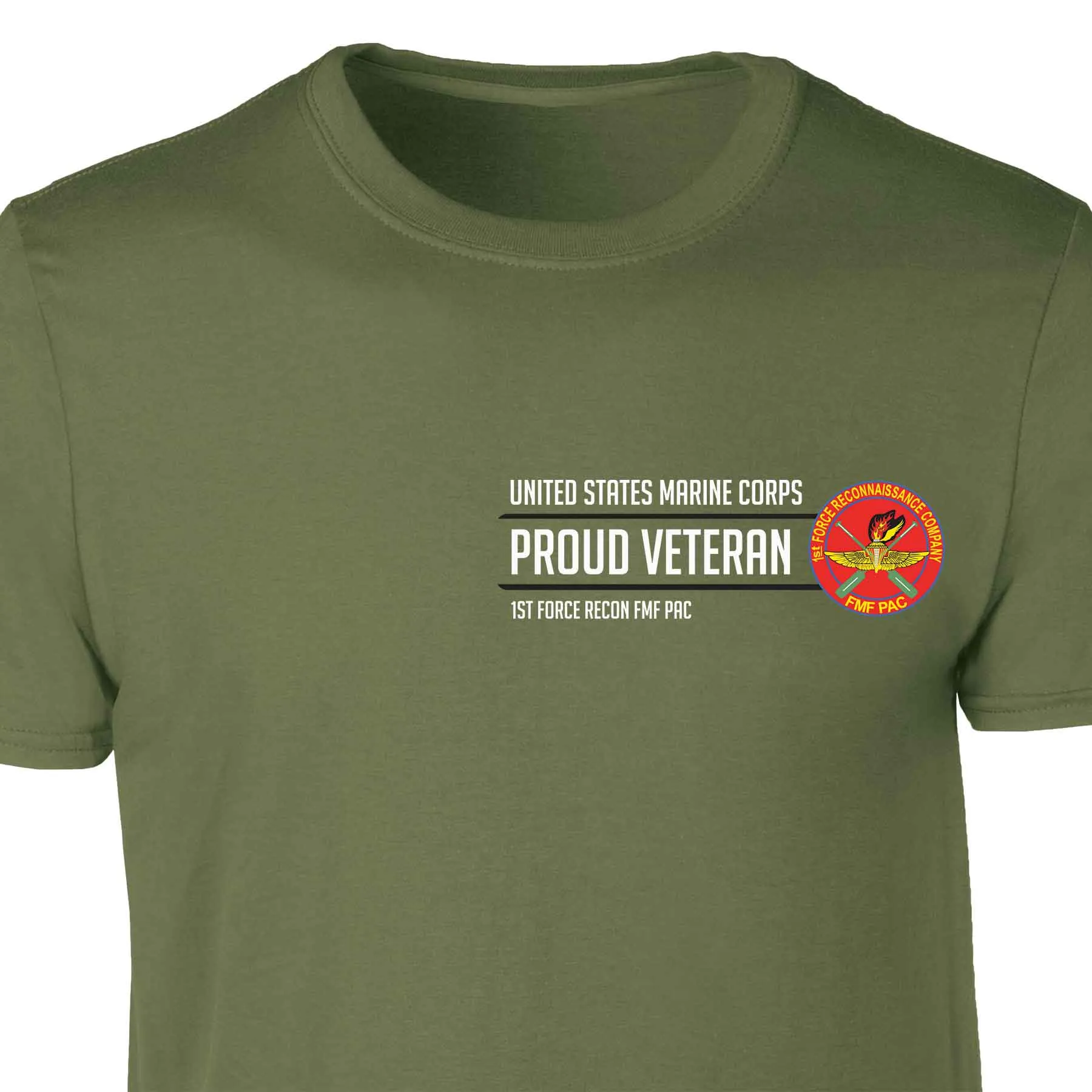 1st Force Recon FMF PAC Proud Veteran Patch Graphic T-shirt