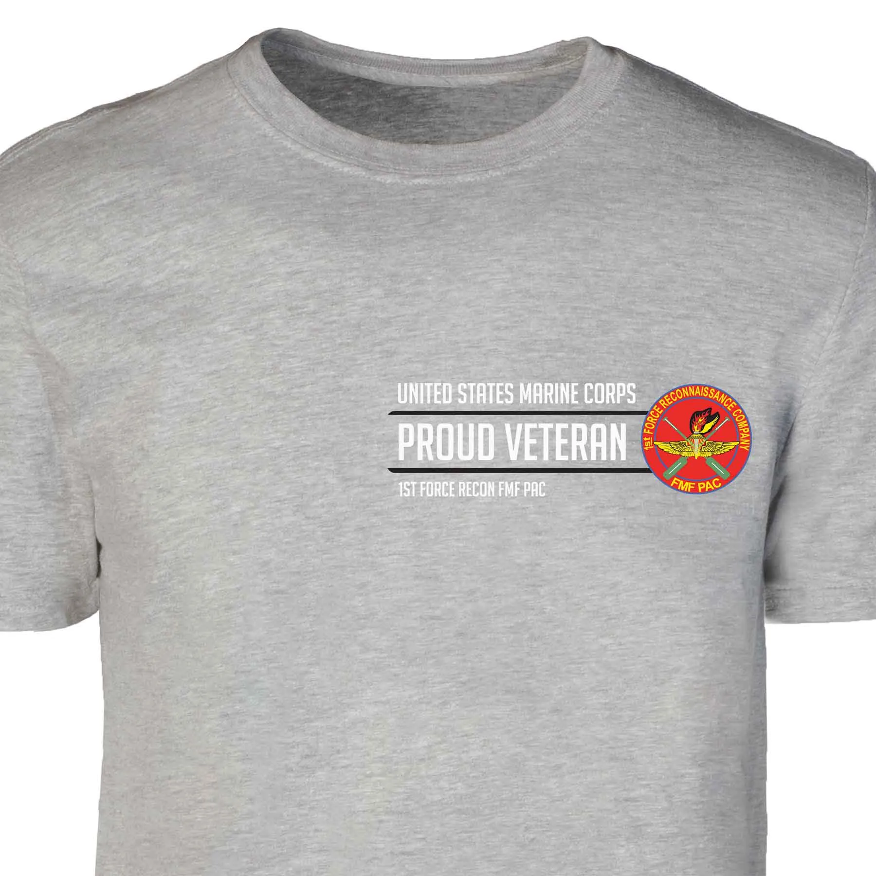 1st Force Recon FMF PAC Proud Veteran Patch Graphic T-shirt