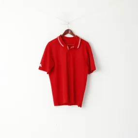 Adidas Men M Polo Shirt Red Classic Detailed Buttons Plain Jersey Top