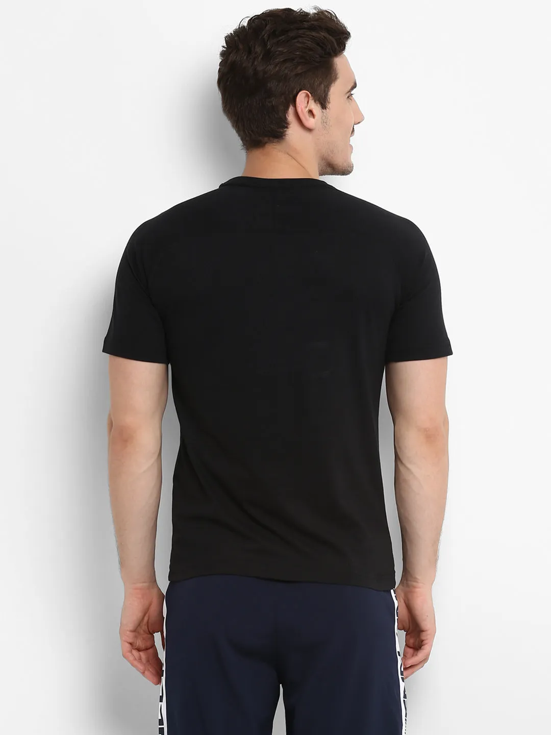 Alcis Men Black Printed Round Neck T-shirt