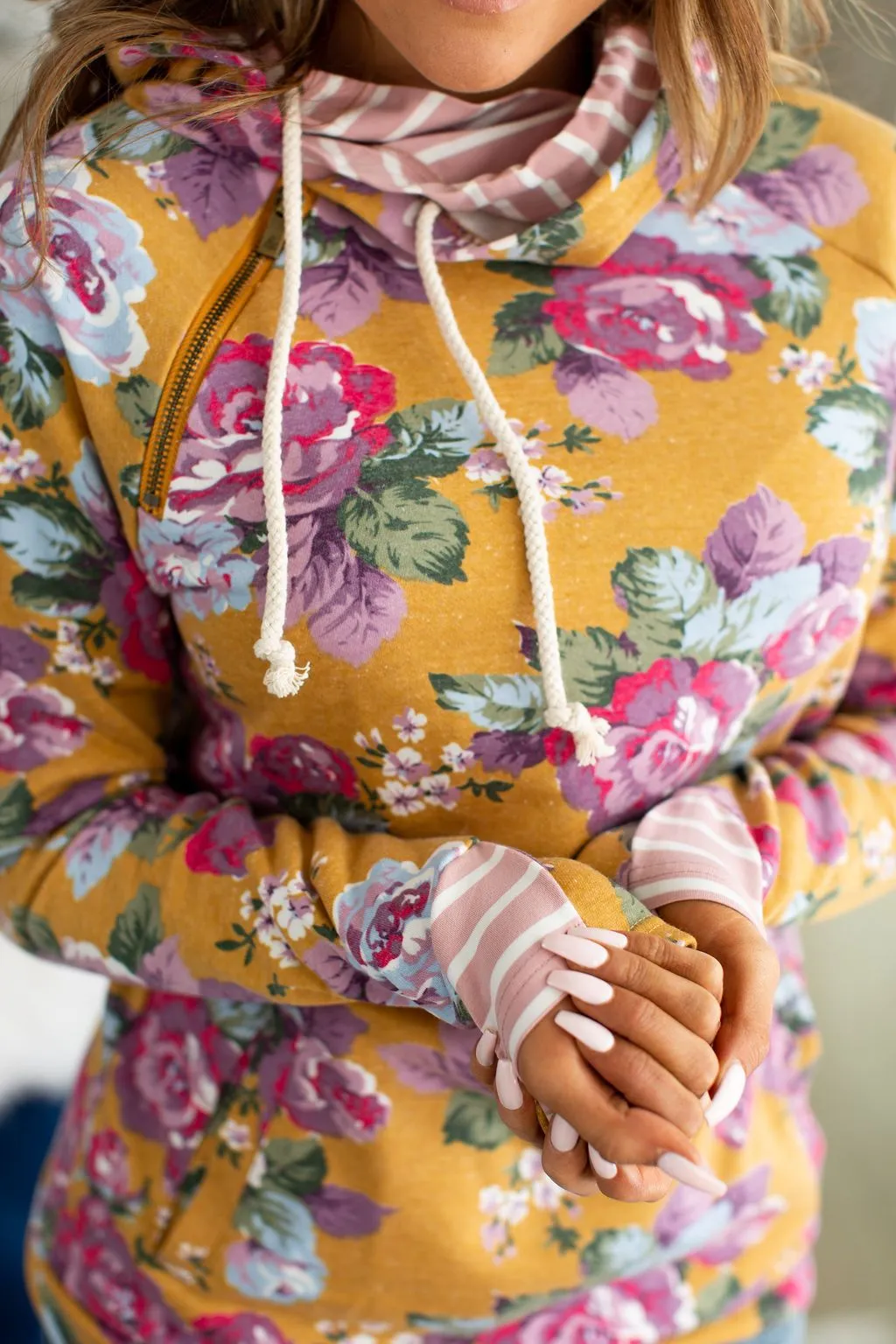 Ampersand Avenue DoubleHood Sweatshirt - Blooming Florals