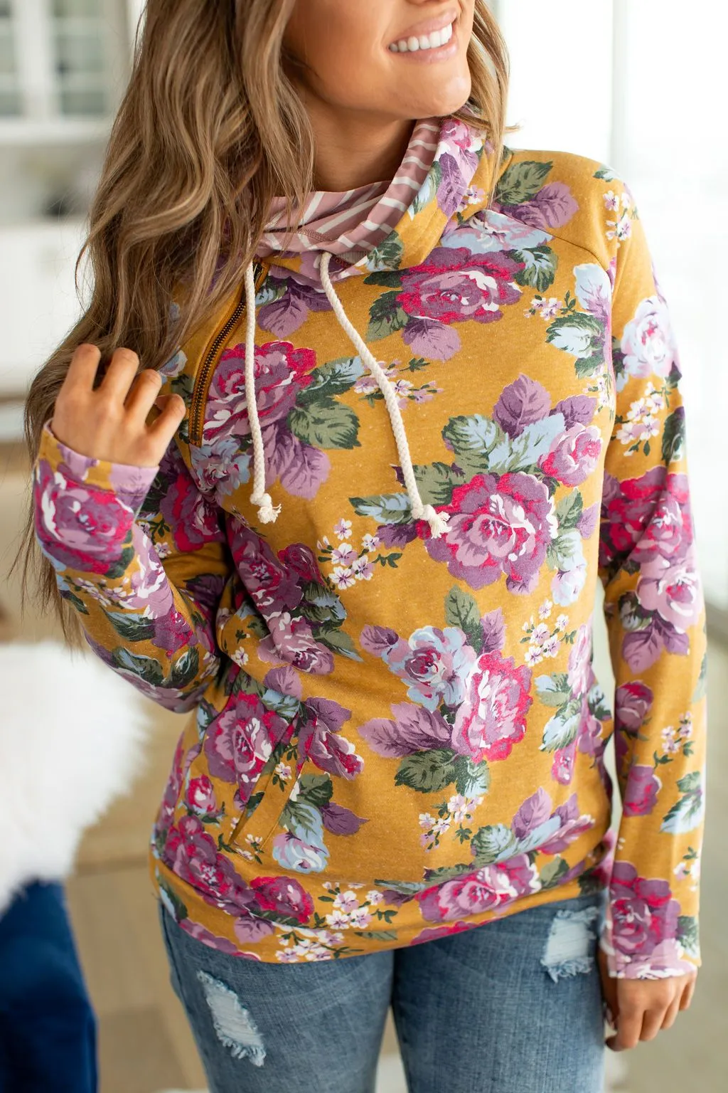 Ampersand Avenue DoubleHood Sweatshirt - Blooming Florals