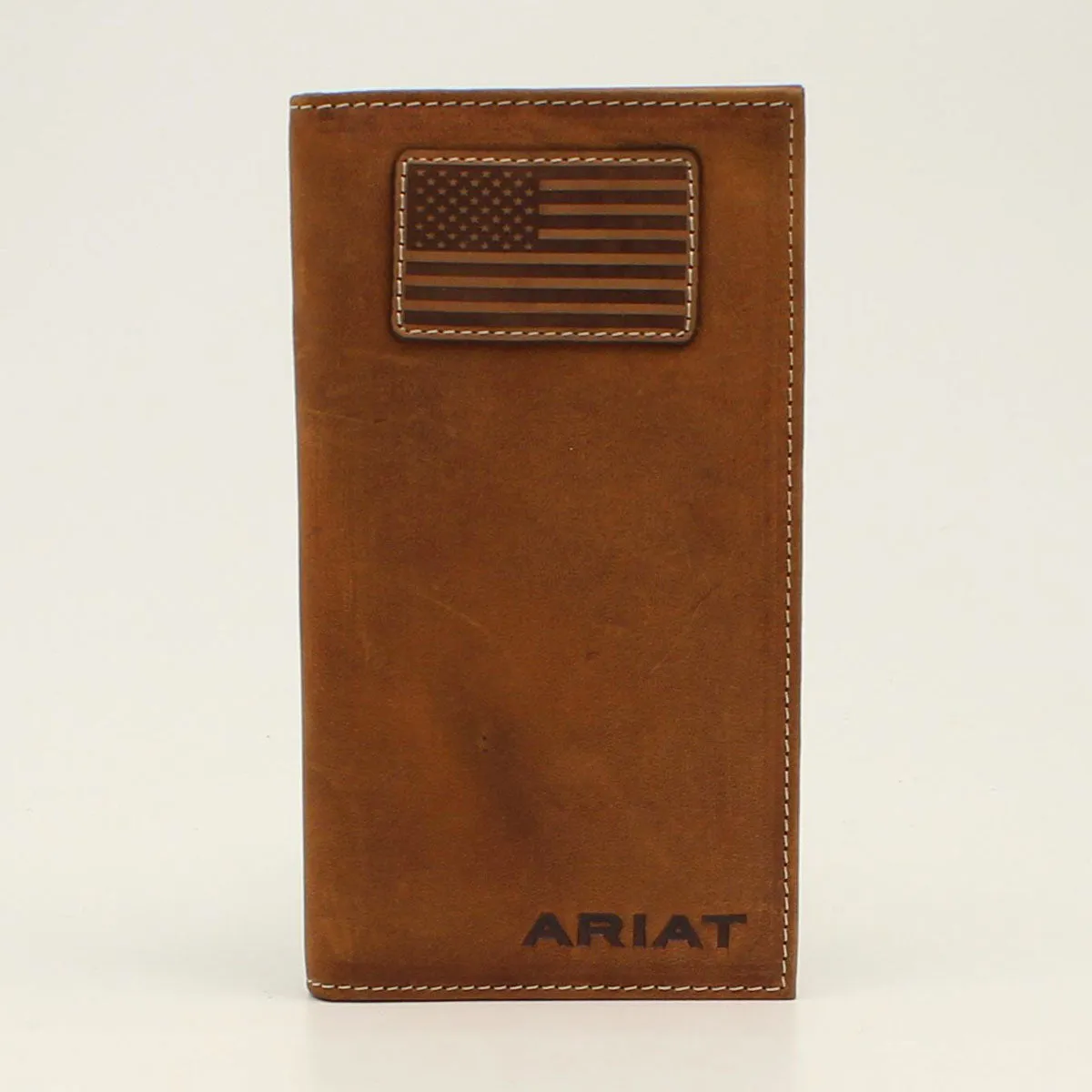 Ariat Tan with Flag Patch Rodeo Wallet