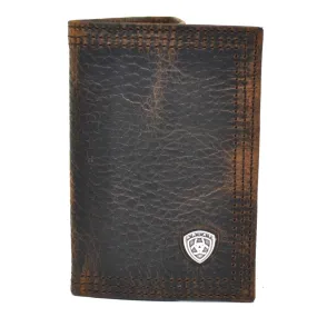 Ariat Work Performance Logo Dark Brown Trifold Leather Wallet