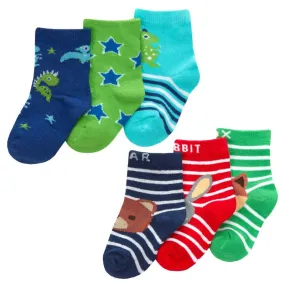 BABY BOYS 3 PACK COTTON RICH DESIGN ANKLE SOCKS (0-0, 0-2.5, 3-5.5) 44B973