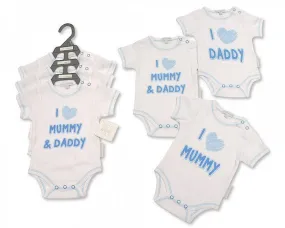 Baby Boys 3 pcs Bodysuit Gift Set - I Love Mummy/Daddy (0-6 Months) Gp-25-0980