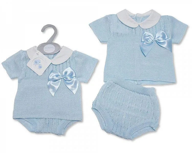 Baby Boys Knitted 2 pcs Set with Bow (NB-9 Months) Bw-10-095