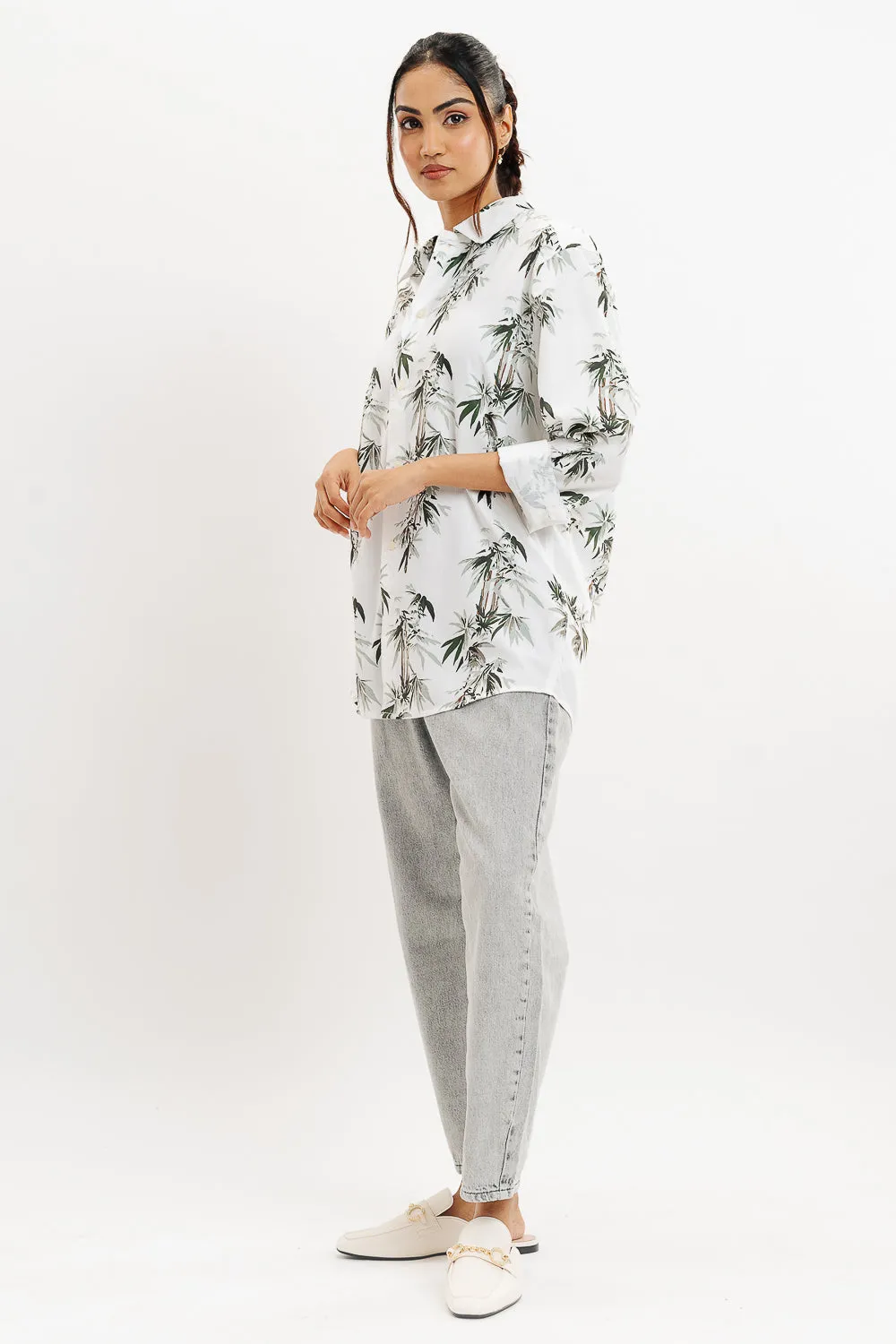 Bamboo Print Full Sleeves Women's Shirt