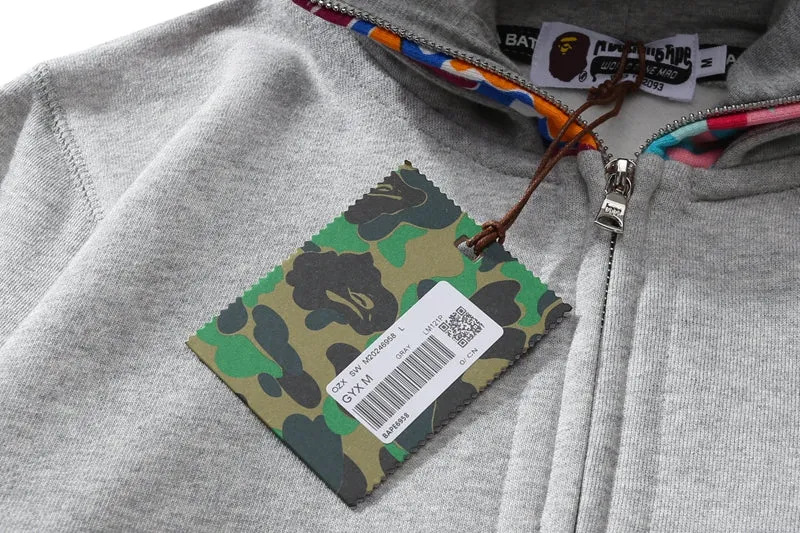 BAPE US Limited Collection Shark Full Zip Double Hoodie Grey