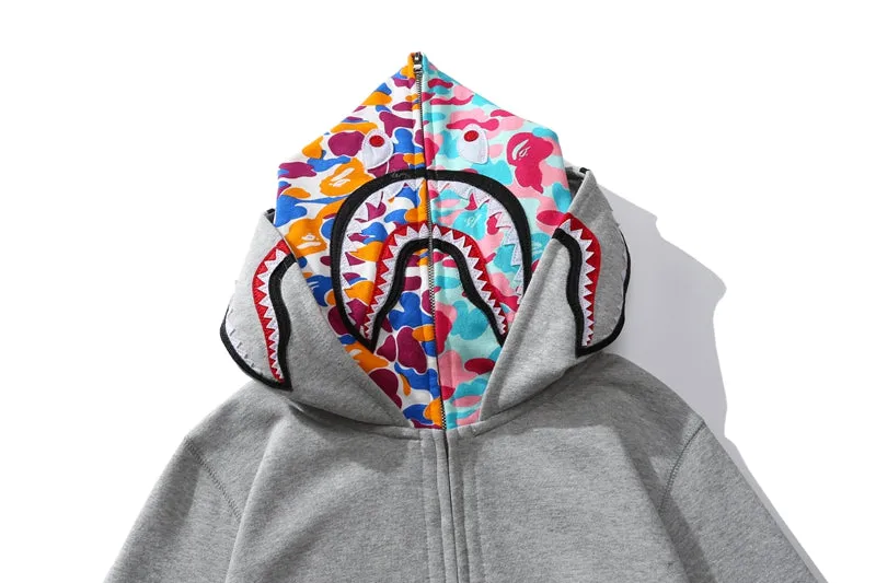 BAPE US Limited Collection Shark Full Zip Double Hoodie Grey