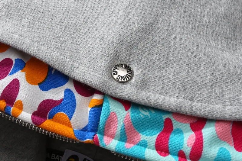 BAPE US Limited Collection Shark Full Zip Double Hoodie Grey