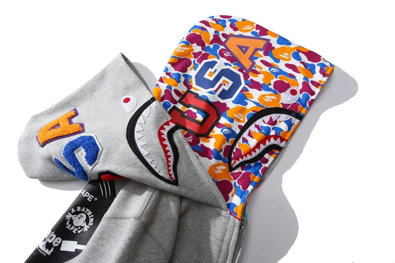 BAPE US Limited Collection Shark Full Zip Double Hoodie Grey