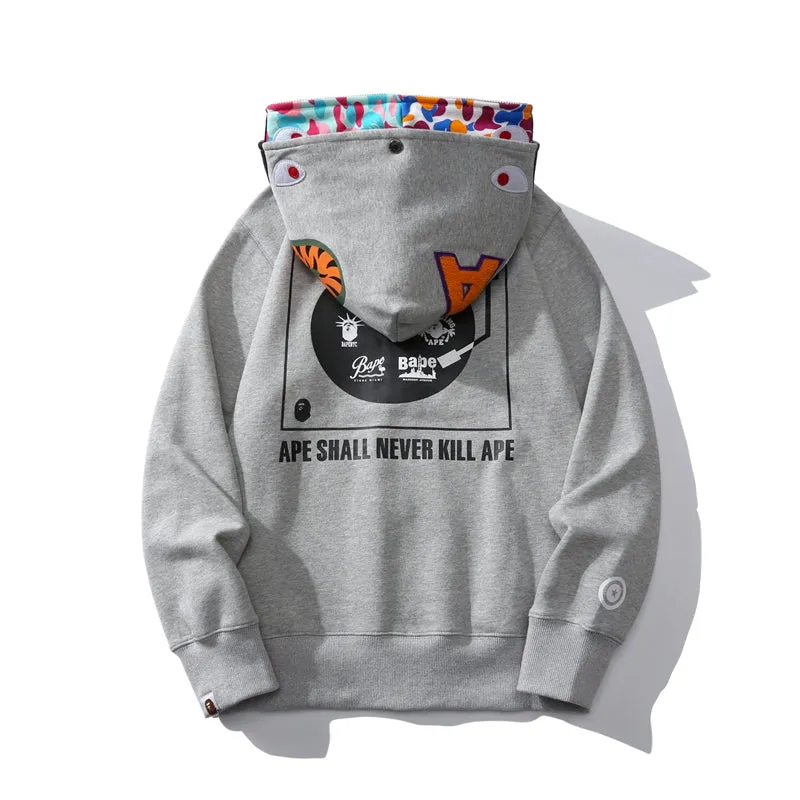 BAPE US Limited Collection Shark Full Zip Double Hoodie Grey