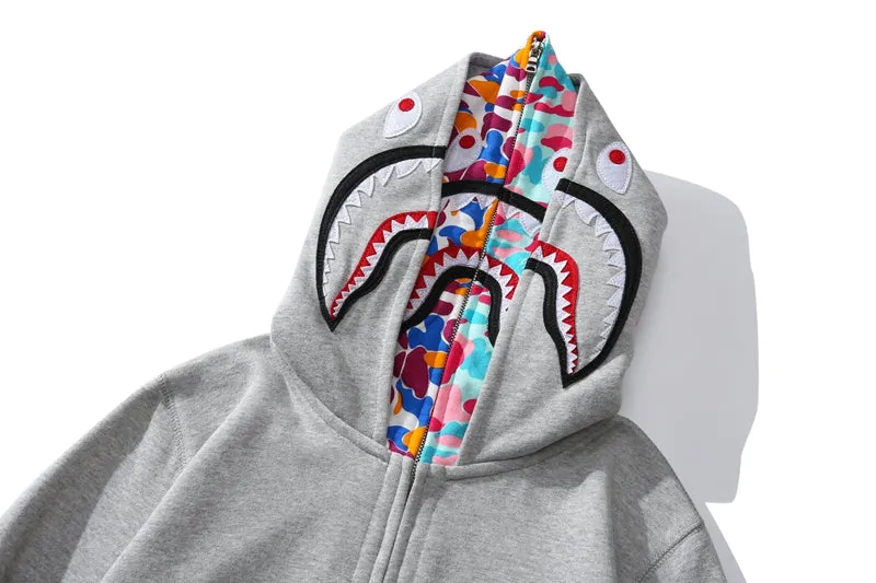 BAPE US Limited Collection Shark Full Zip Double Hoodie Grey