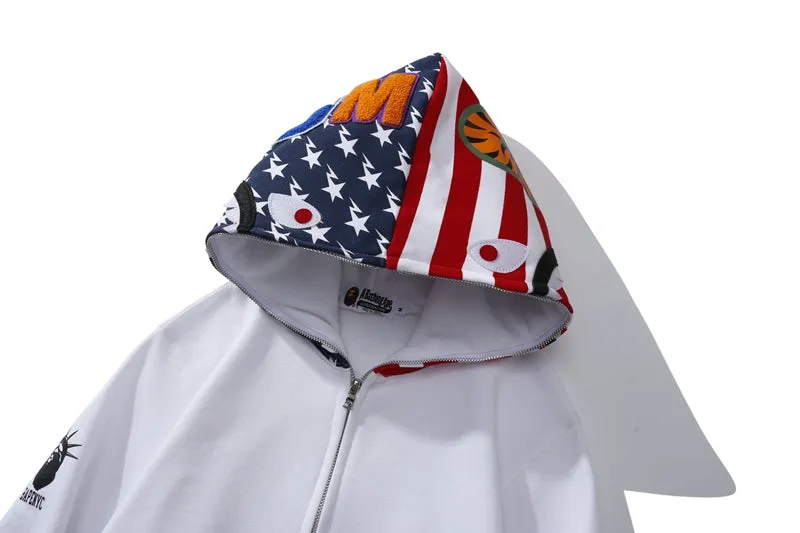 BAPE US Limited Collection USA Shark Hoodie White