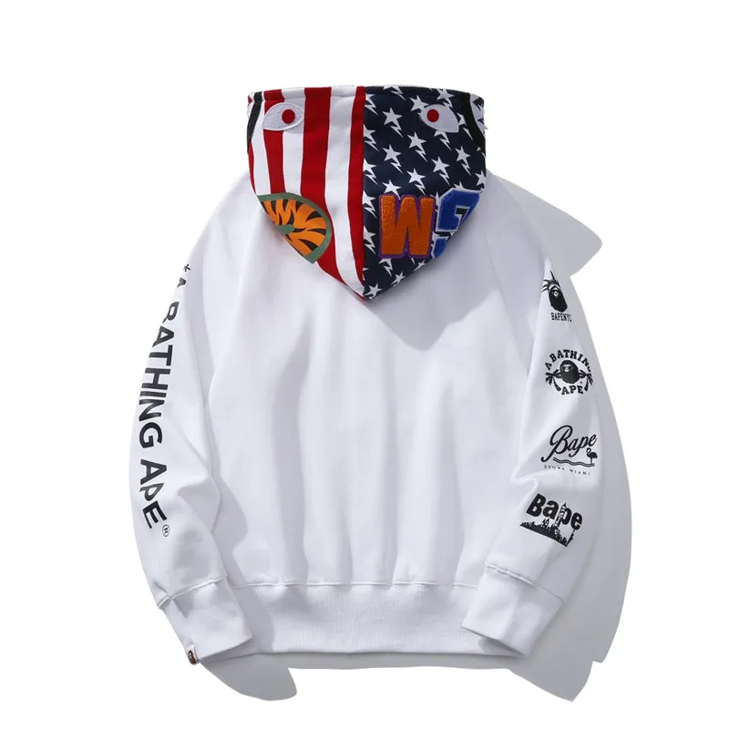 BAPE US Limited Collection USA Shark Hoodie White