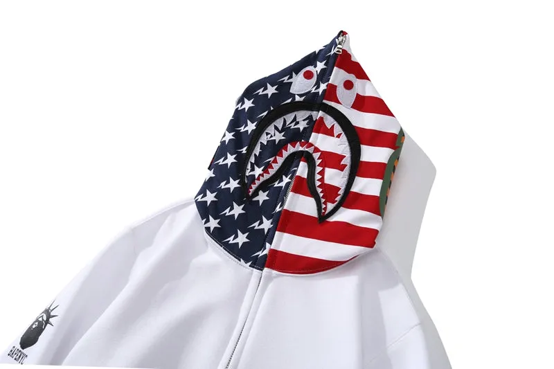 BAPE US Limited Collection USA Shark Hoodie White