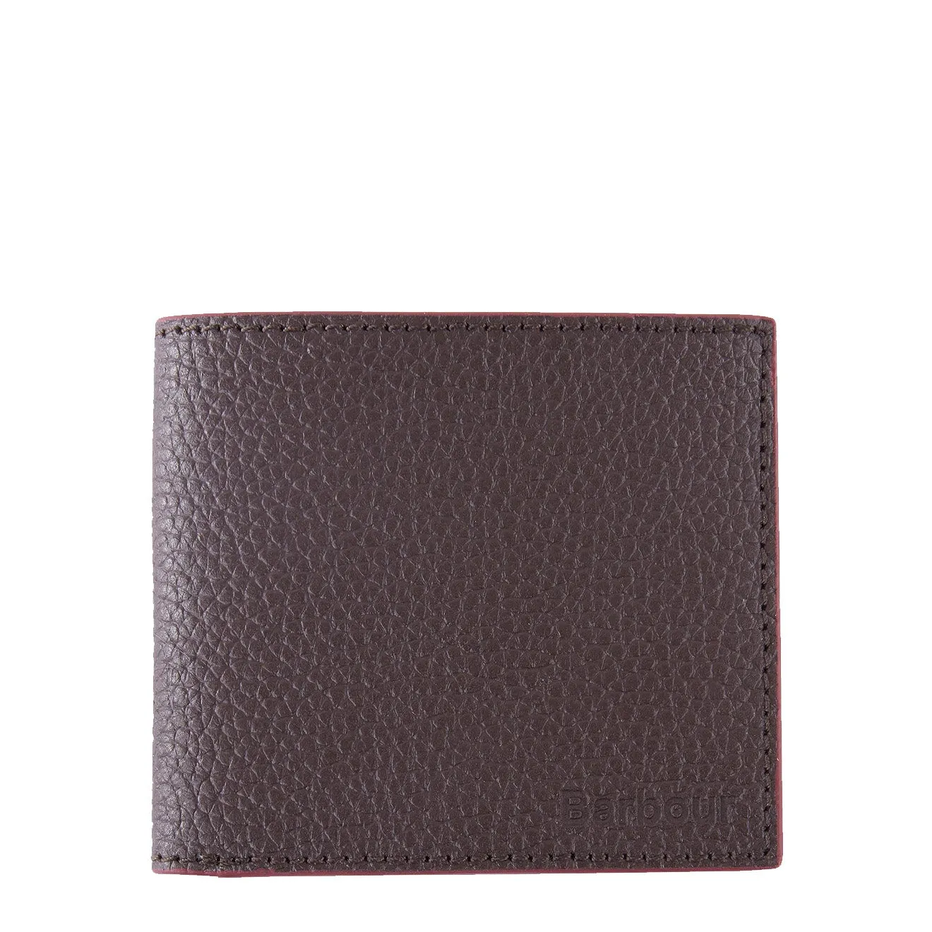 Barbour Grain Leather Billfold Wallet Dark Brown