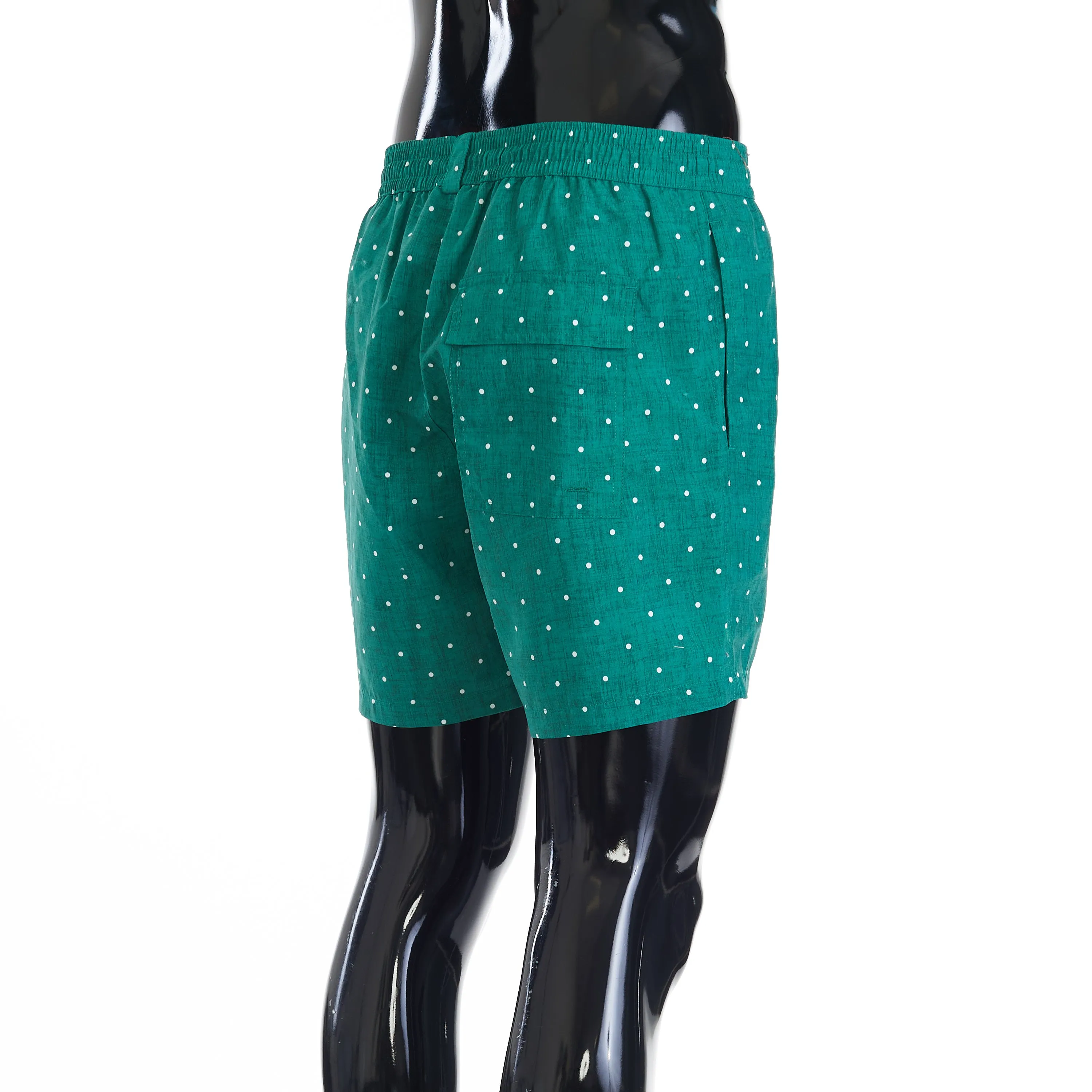 Bay Green Swim Shorts - White Dot Pattern