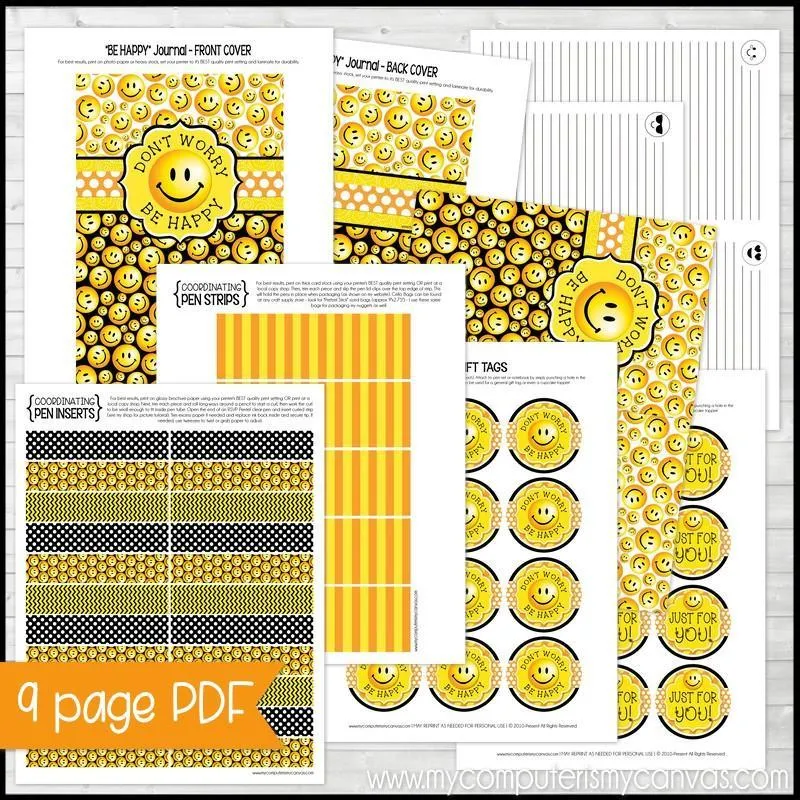 BE HAPPY Journal & Notebook {Gift Set; HALF SIZE} PRINTABLE