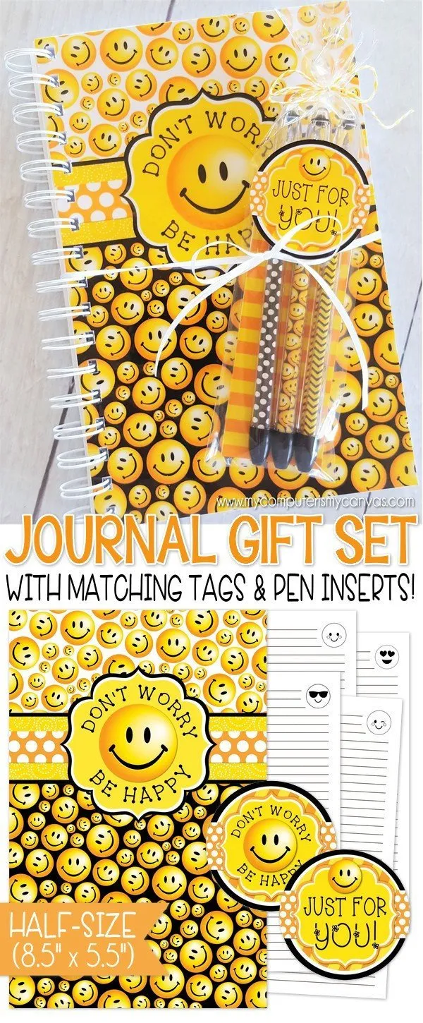 BE HAPPY Journal & Notebook {Gift Set; HALF SIZE} PRINTABLE