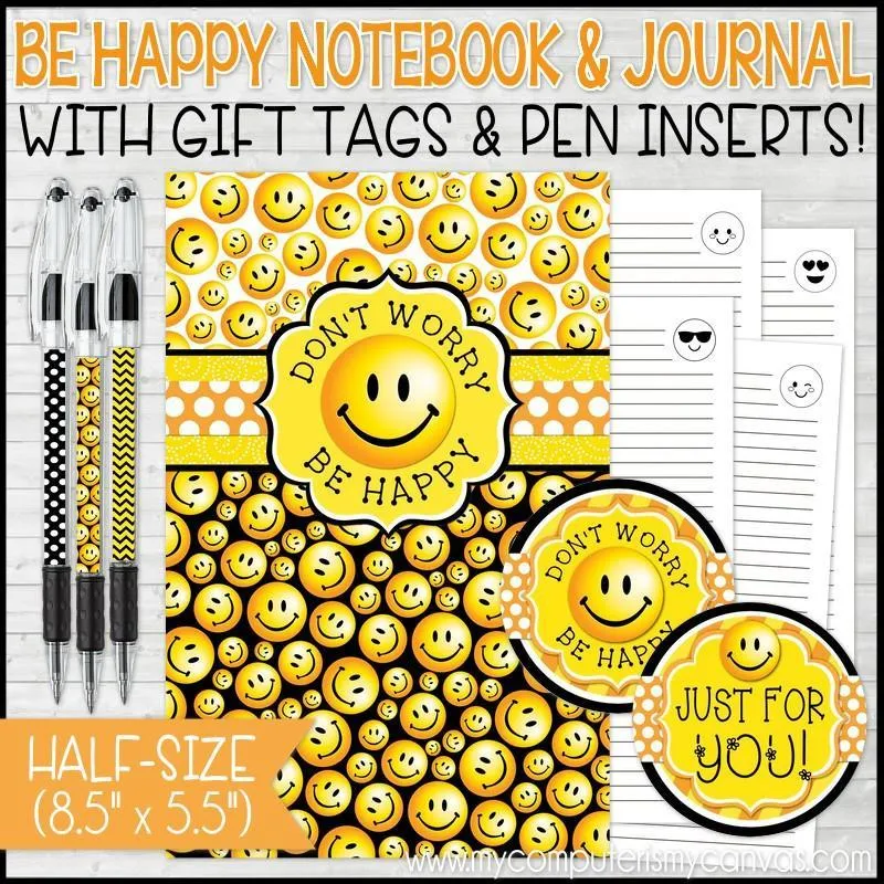 BE HAPPY Journal & Notebook {Gift Set; HALF SIZE} PRINTABLE