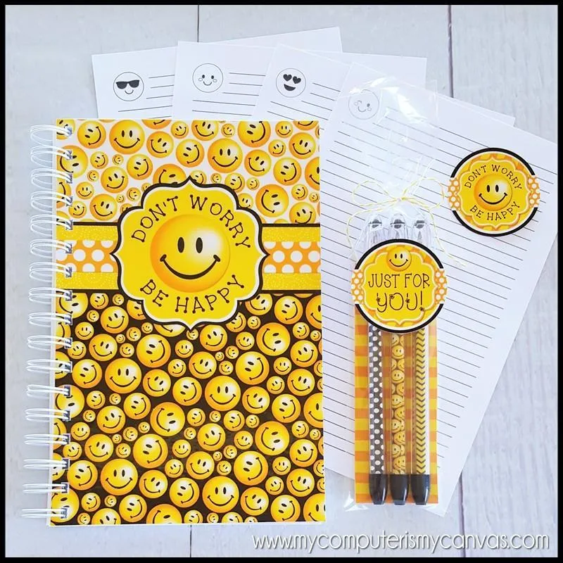 BE HAPPY Journal & Notebook {Gift Set; HALF SIZE} PRINTABLE