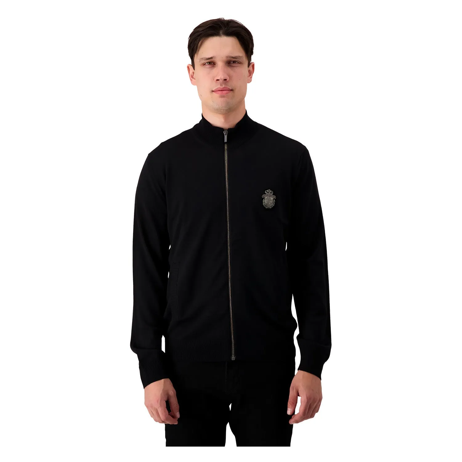 Billionaire Black Full Zip Crest Pullover