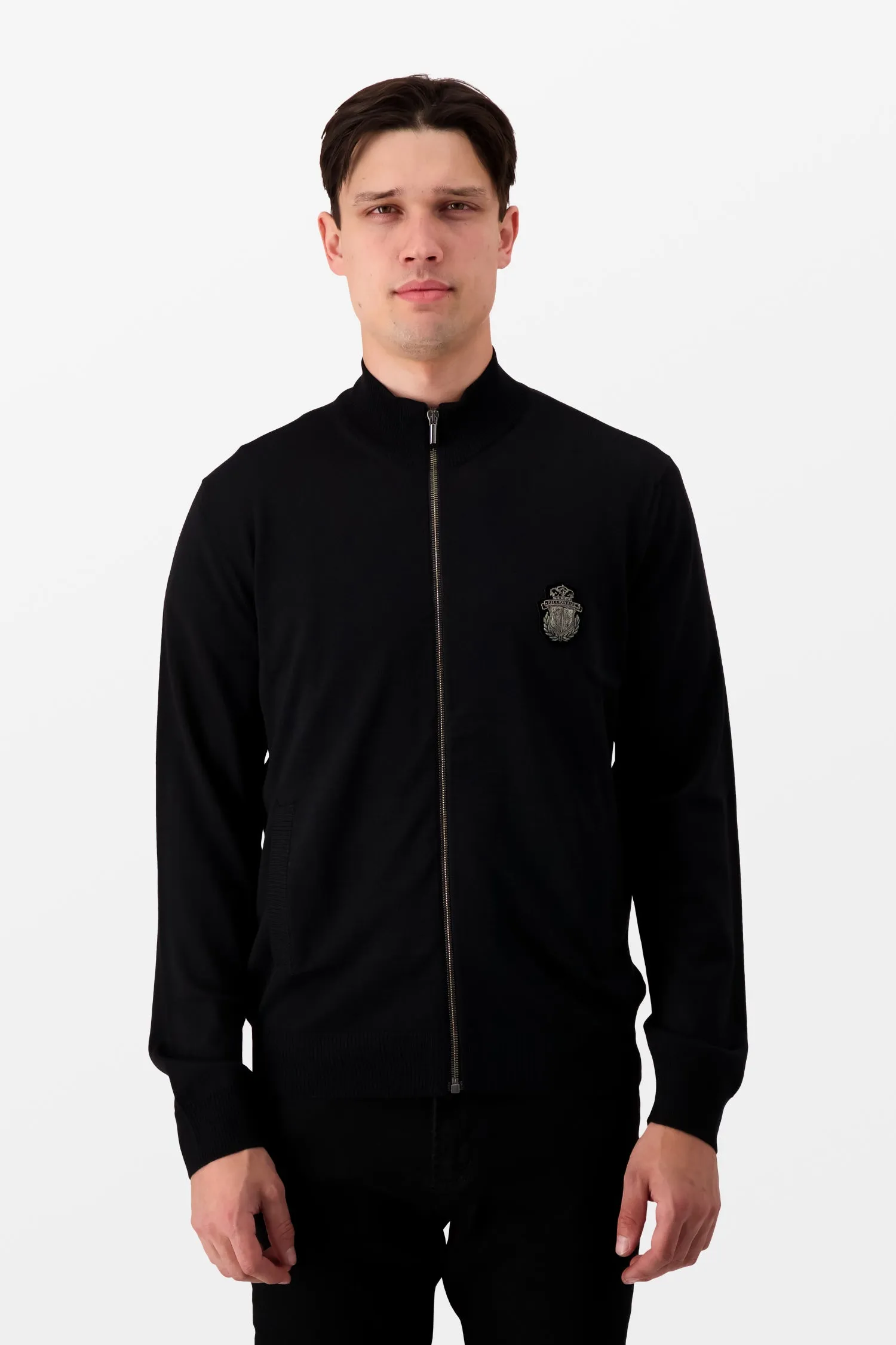 Billionaire Black Full Zip Crest Pullover