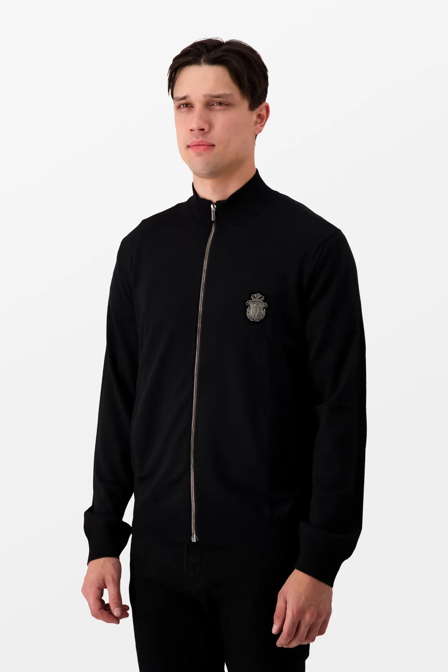 Billionaire Black Full Zip Crest Pullover