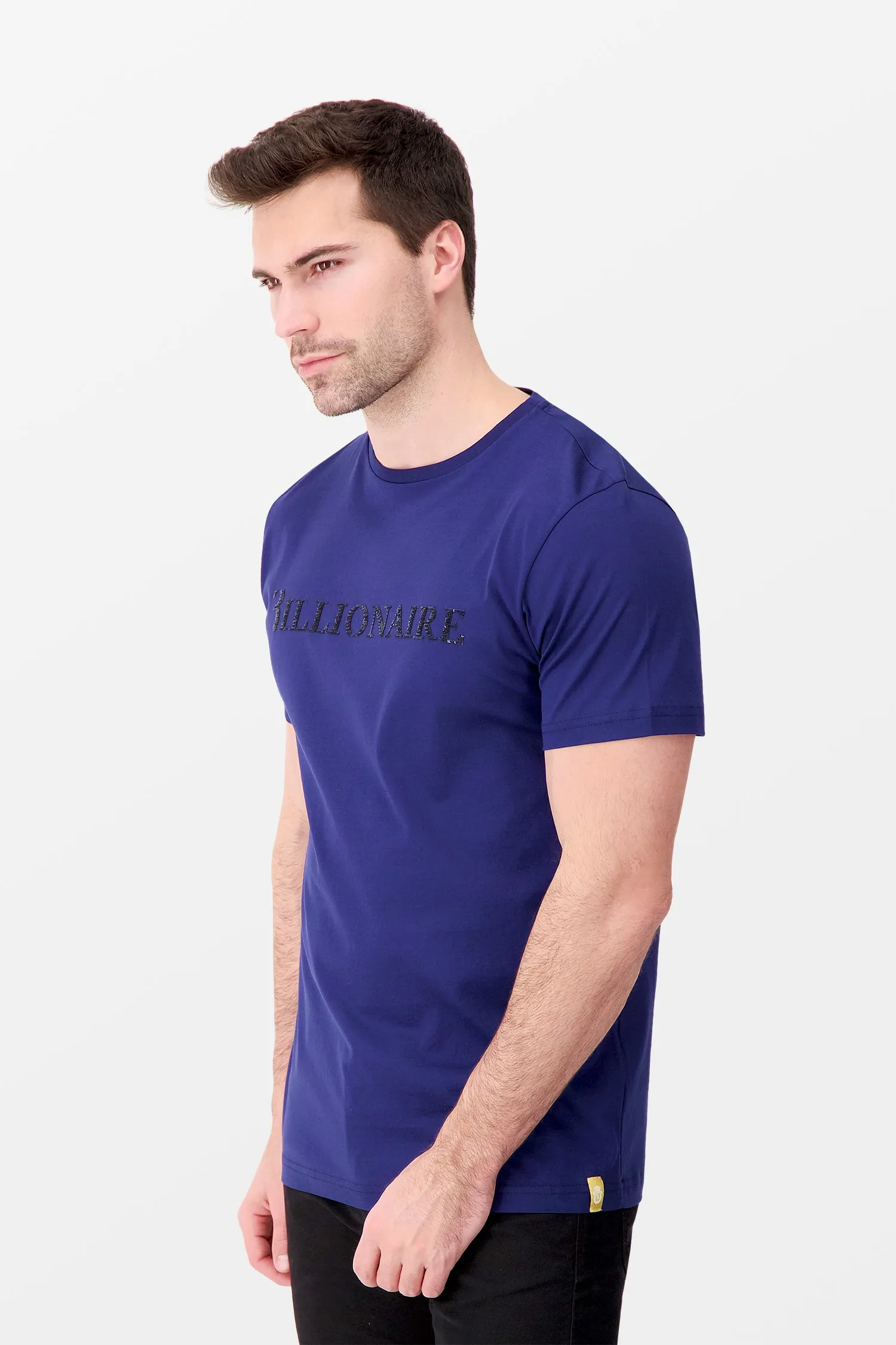 Billionaire Dark Blue SS Logos Round Neck T-Shirt