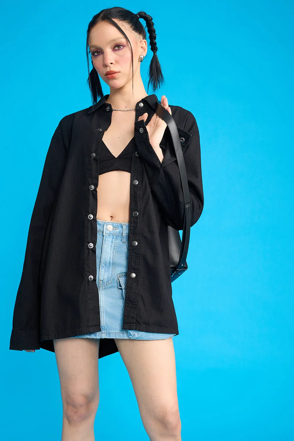 Black One Pocket Oversized Unisex Shirt