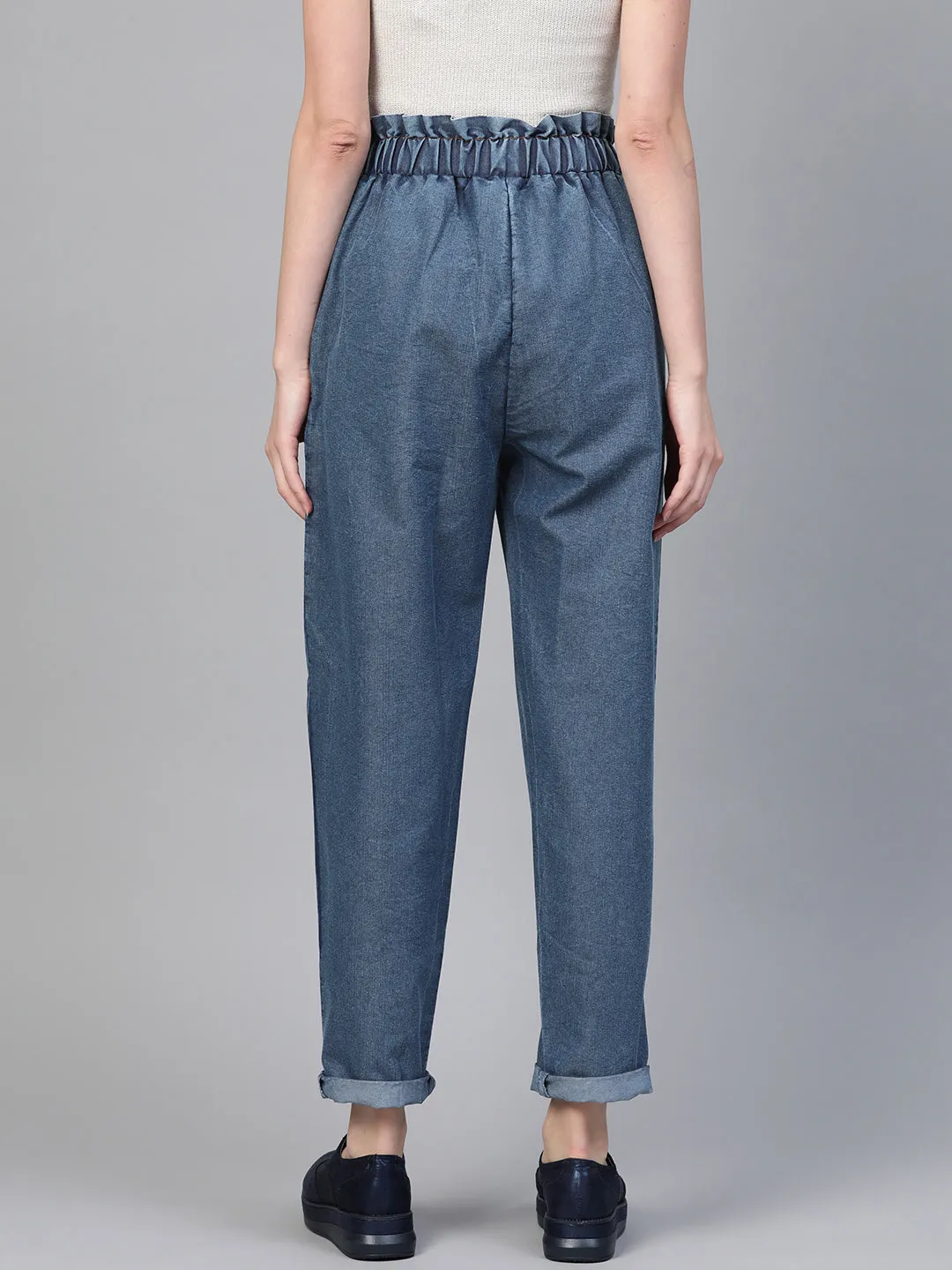 Blue Paper Bag Waist Jeans