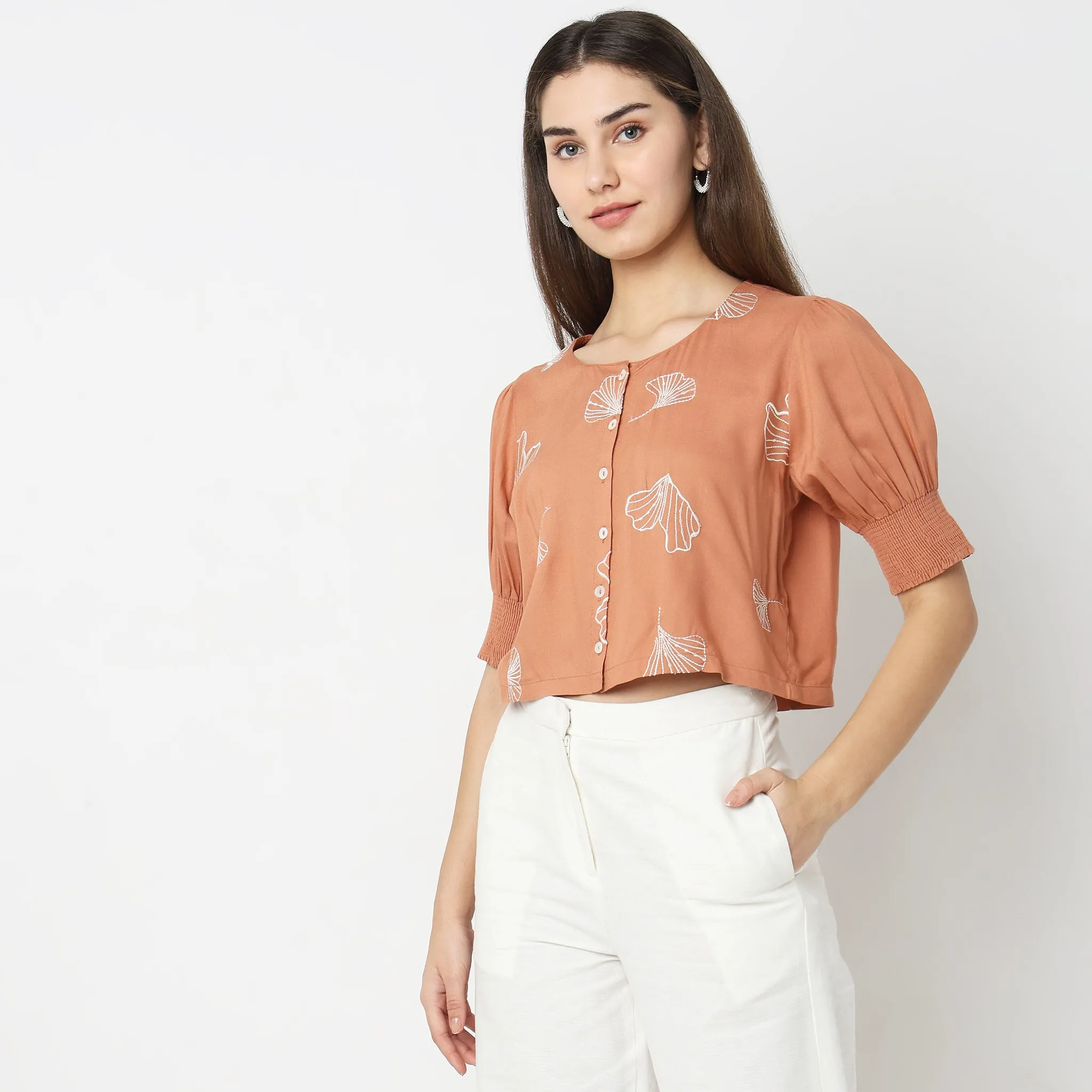 Boxy Fit Embroidered Top