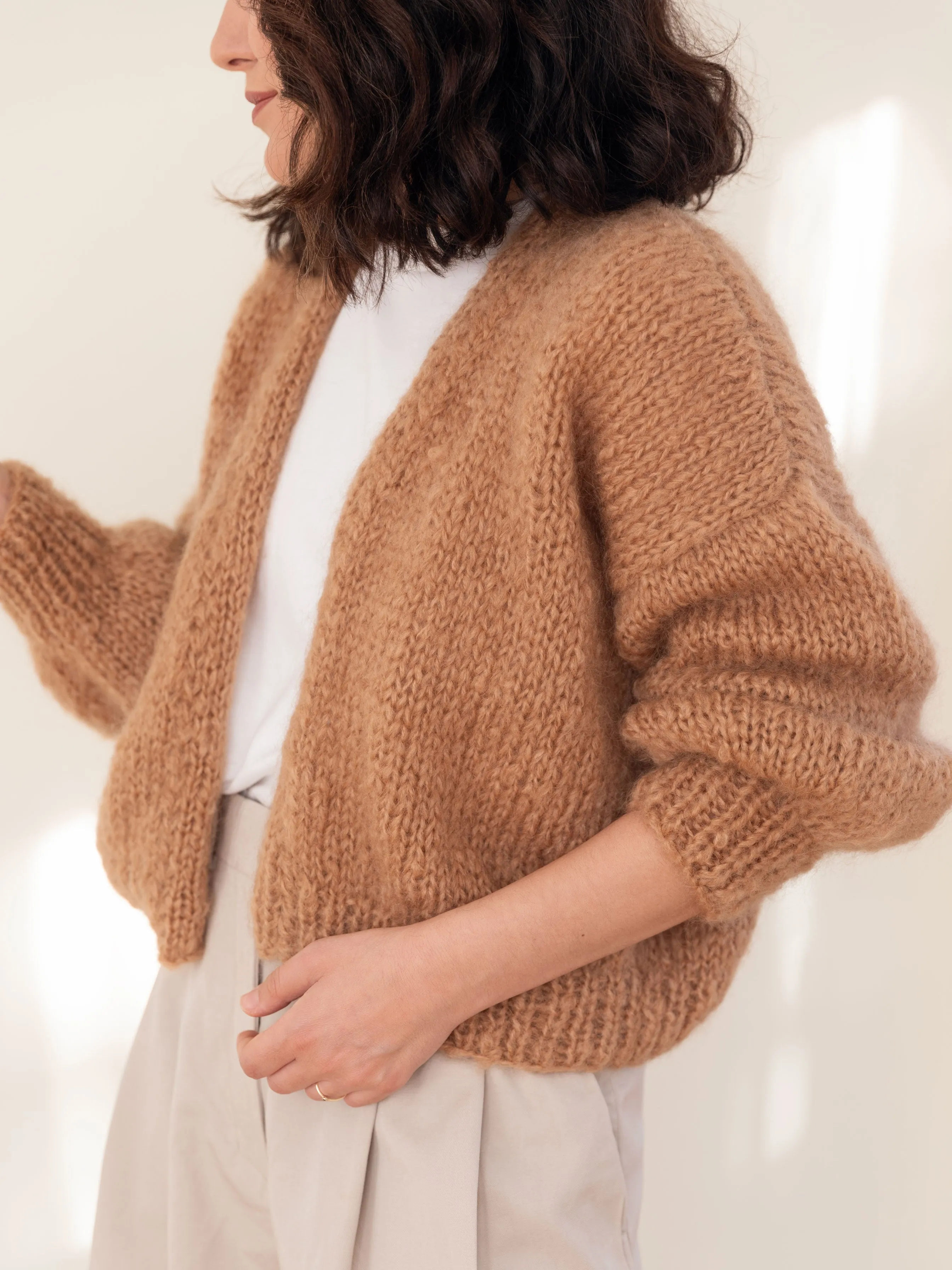 Camel Mohair and Organic Wool Cardigan