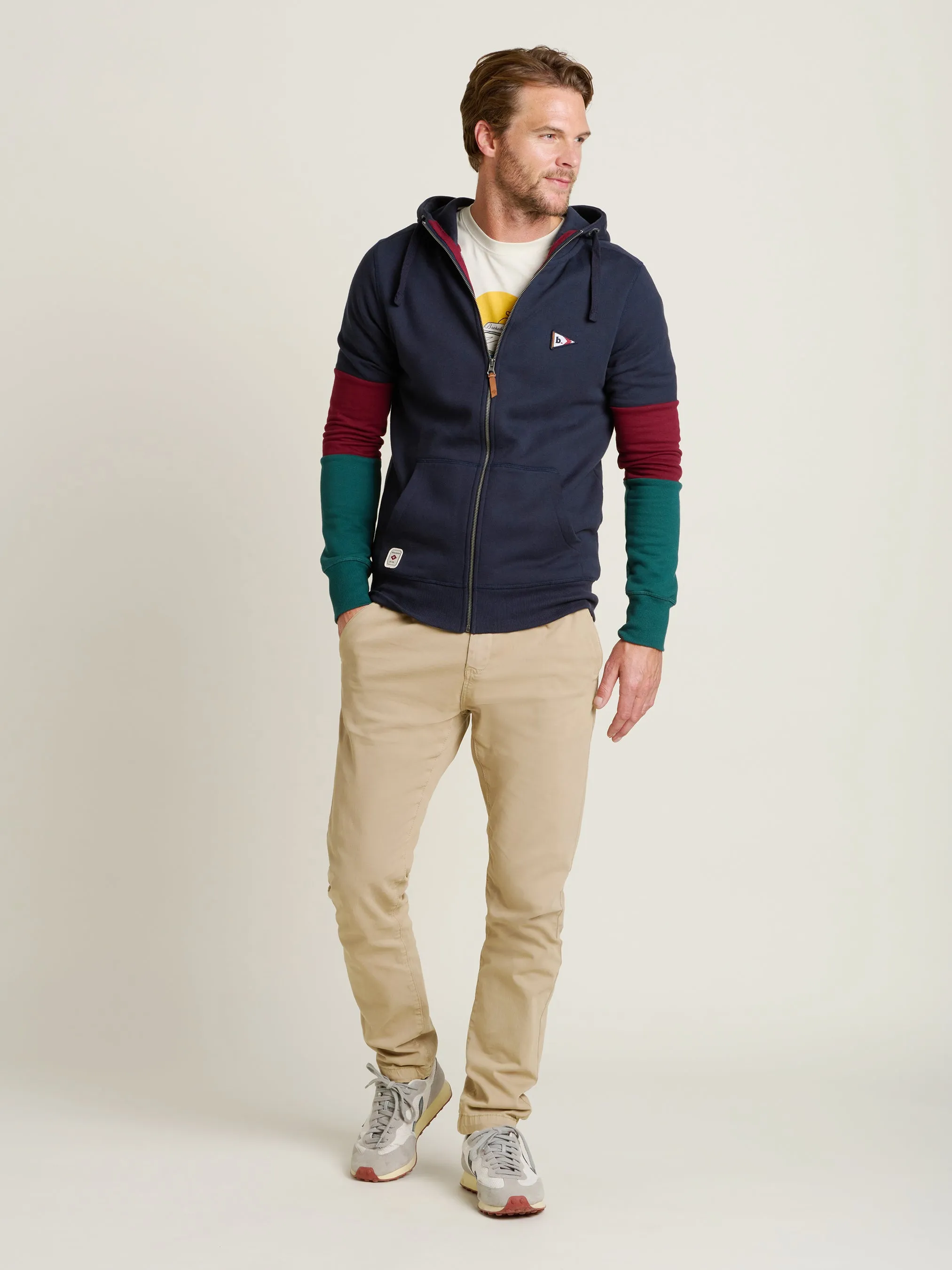 Colour Block Zip Thru Hoodie