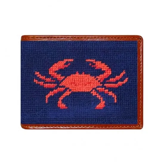 Coral Crab Needlepoint Bi-Fold Wallet