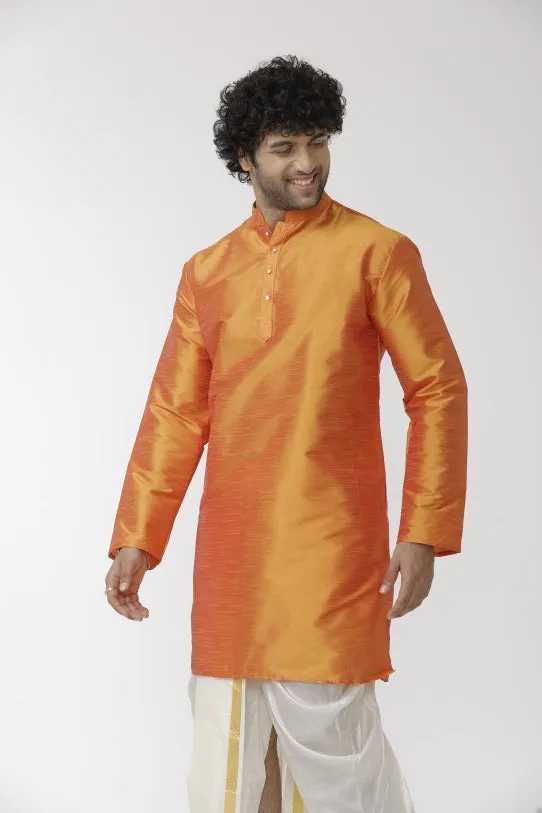 Ethnix - Orange Long Kurta for Men | Uathayam